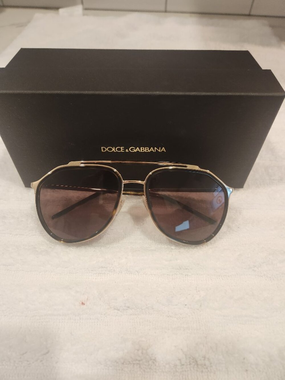 Dolce & Gabbana DG2277 Aviator Sunglasses Gold & Havana - Like New